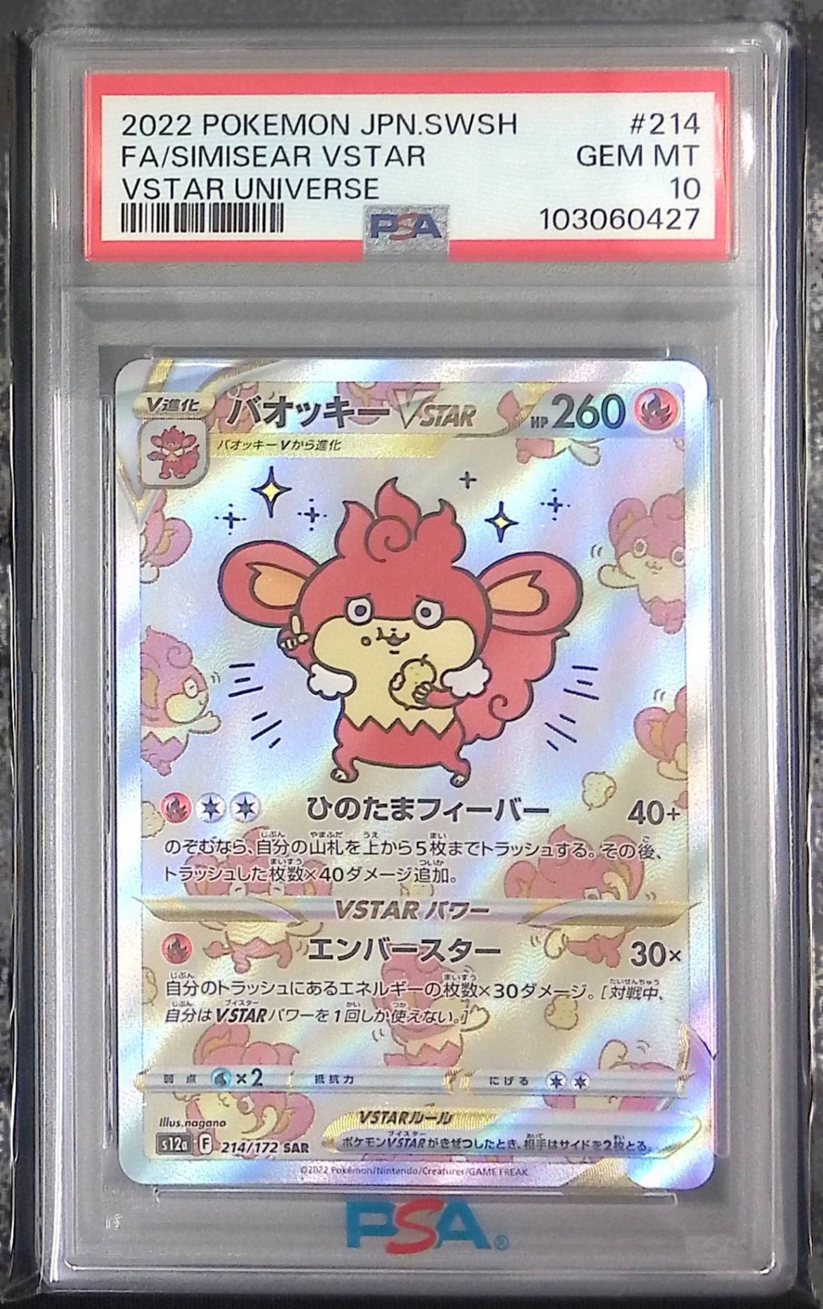 214/172/S12A/B/SAR バオッキーVSTAR PSA10 103060427