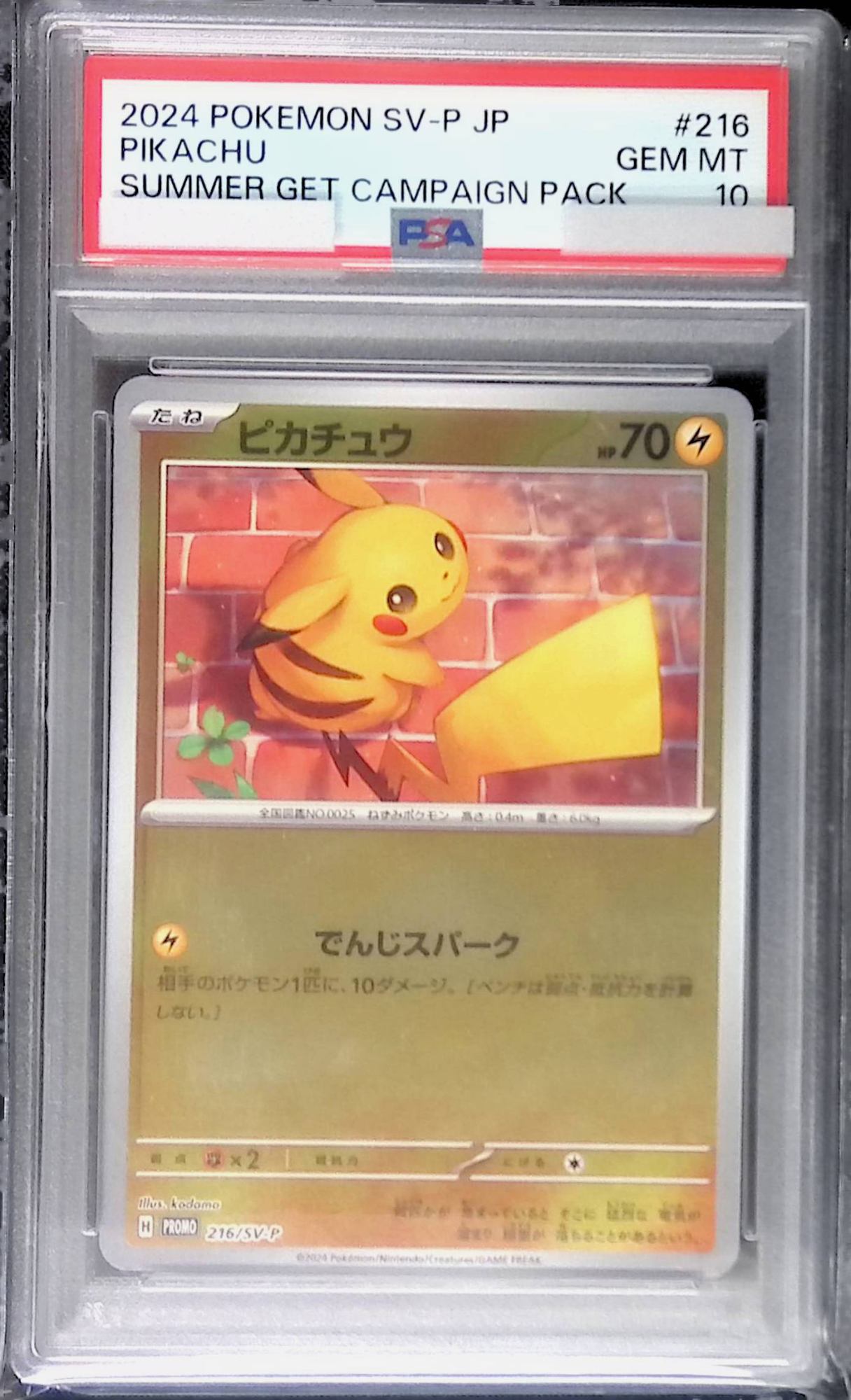216/SV-P PROMO Pikachu Pokemon Card Summer is Here! PSA10