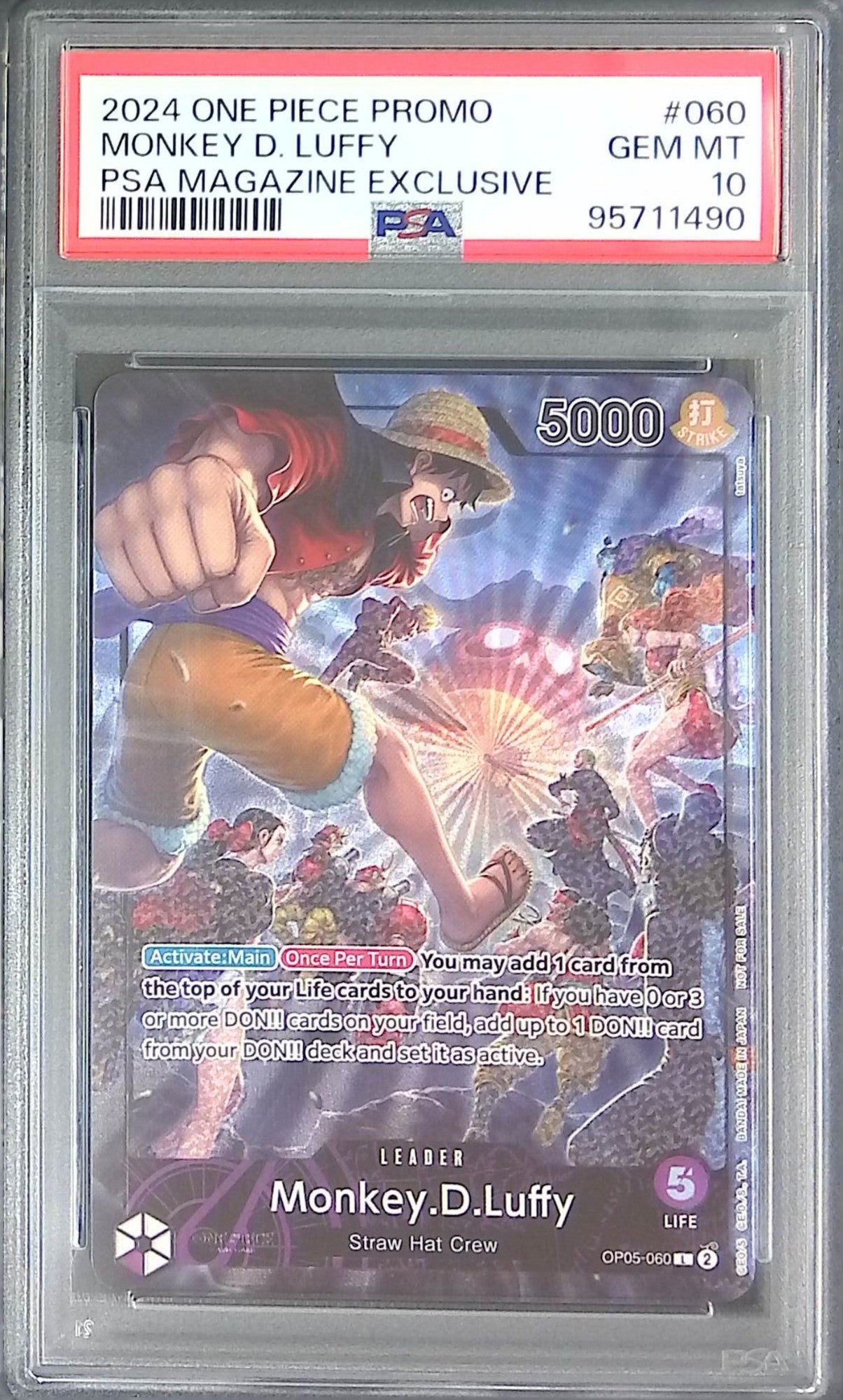 OP05/060 Luffy Leader Parallel PSA10 Overseas PSA Magazine Collaboration 95711490