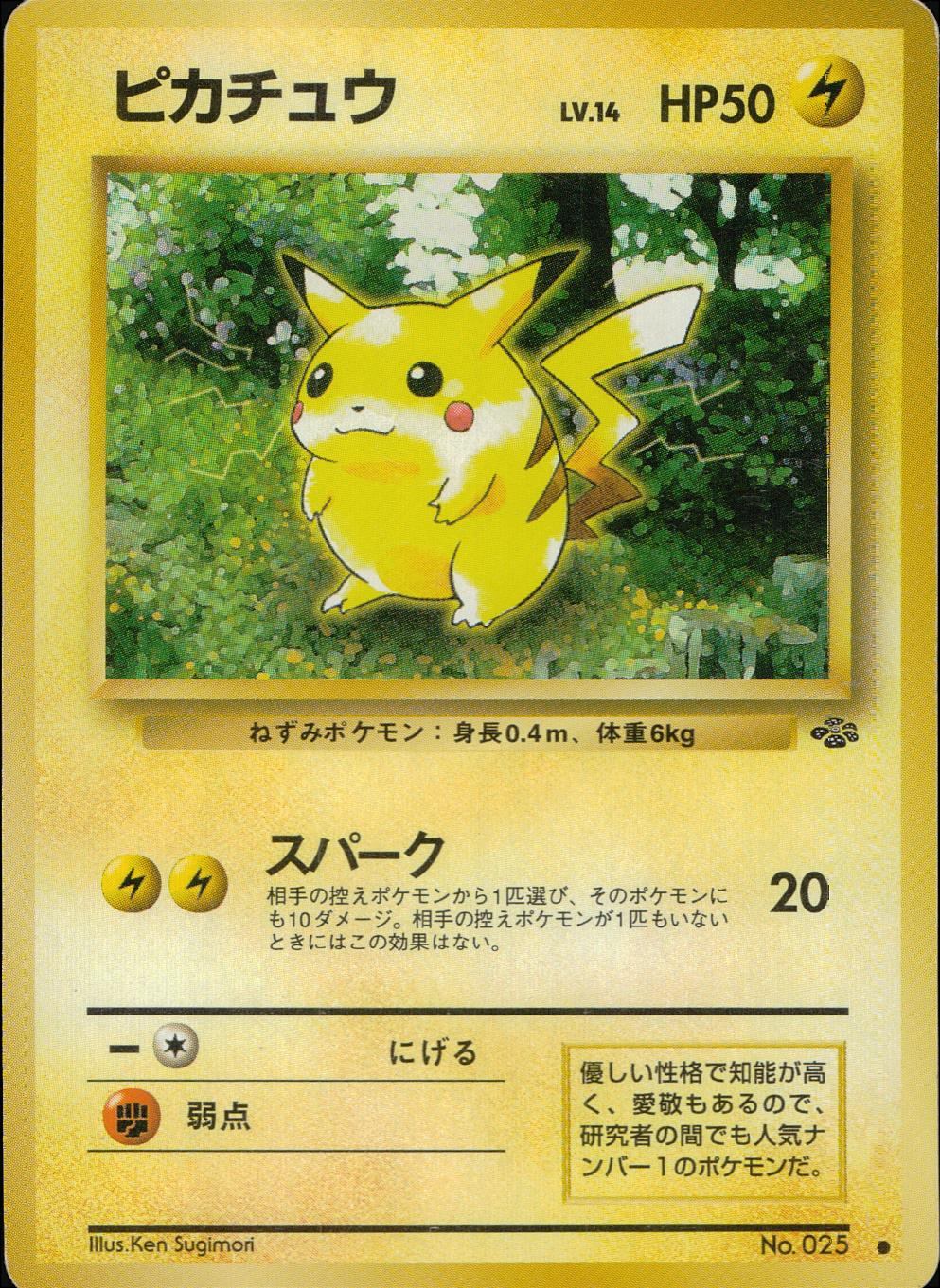 Old Back No.025 Pikachu LV.14/HP50