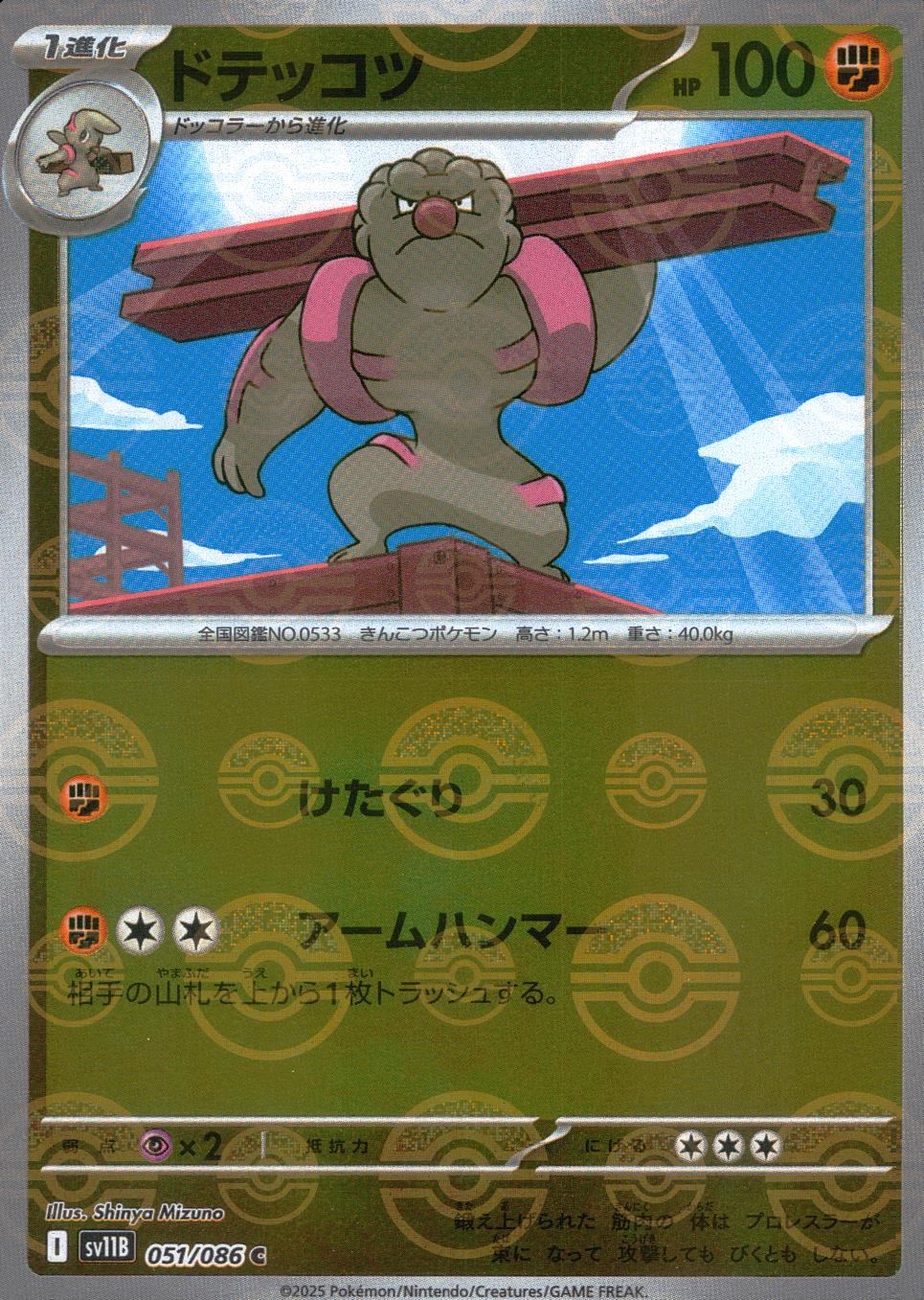 051/086/SV11B/BM1/C ミラー)ドテッコツ(モンスターボール柄)