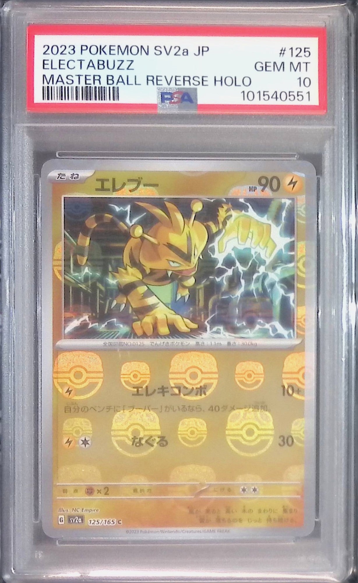 125/165/MB2 エレブー PSA10 101540551 マスターボール